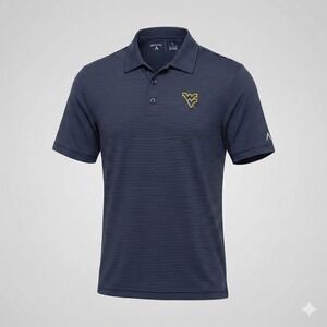 Antigua West‎ Virginia WVU Polo Shirt Mens XL Navy Blue Striped Performance